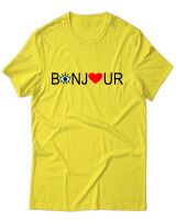 T-Shirt Unisex - Bonjour - Color Thumbnail Κίτρινο