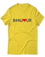 T-Shirt Unisex - Bonjour - Color Thumbnail Χρυσό Κίτρινο