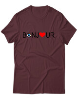 T-Shirt Unisex - Bonjour - Color Thumbnail Μπορντό