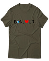 T-Shirt Unisex - Bonjour - Color Thumbnail Χακί