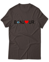 T-Shirt Unisex - Bonjour - Color Thumbnail Καφέ