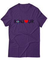 T-Shirt Unisex - Bonjour - Color Thumbnail Σκούρο Μωβ