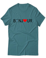 T-Shirt Unisex - Bonjour - Color Thumbnail Μπλε Πράσινο