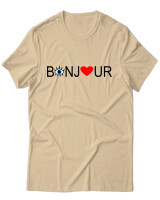 T-Shirt Unisex - Bonjour - Color Thumbnail Μπεζ