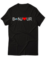 T-Shirt Unisex - Bonjour - Color Thumbnail Μαύρο