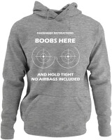 Φούτερ με κουκούλα - Boobs Here - Color Thumbnail Γκρι Μελανζέ