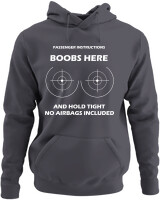 Φούτερ με κουκούλα - Boobs Here - Color Thumbnail Ανθρακί