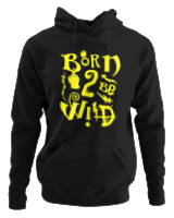 Φούτερ με κουκούλα Αντρικό - Born To Be Wild - Color Thumbnail Μαύρο