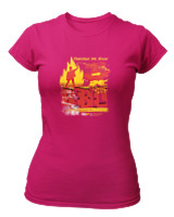 T-Shirt Στενή Γραμμή Γυναικείο - Born To Rebel - Color Thumbnail Φουξια