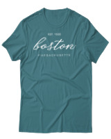 T-Shirt Αντρικό - Boston Est 1630 - Color Thumbnail Μπλε Πράσινο