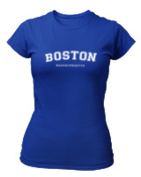 T-Shirt Στενή Γραμμή Γυναικείο - Boston Massahusetts - Color Thumbnail Μπλε Ρουά