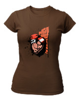 T-Shirt Στενή Γραμμή Γυναικείο - Boxing Breaks The Wall - Color Thumbnail Καφέ
