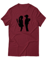 T-Shirt Αντρικό - Boy With Flower Girl With Bat - Color Thumbnail Σκούρο Κόκκινο