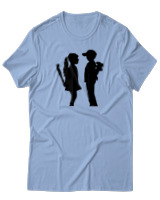 T-Shirt Αντρικό - Boy With Flower Girl With Bat - Color Thumbnail Γαλάζιο