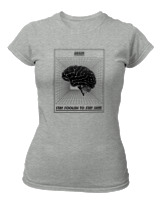 T-Shirt Στενή Γραμμή Γυναικείο - Brain - Color Thumbnail Γκρι Μελανζέ