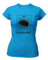 T-Shirt Στενή Γραμμή Γυναικείο - Brain - Color Thumbnail Τιρκουάζ