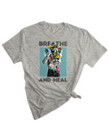 T-Shirt Woman Fashion Γυναικείο - Breath And Heal - Color Thumbnail GREY MELANZE