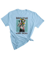T-Shirt Woman Fashion Γυναικείο - Breath And Heal - Color Thumbnail SKY BLUE