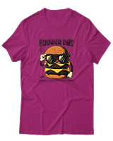 T-Shirt Αντρικό - Burger Day - Color Thumbnail Φουξια