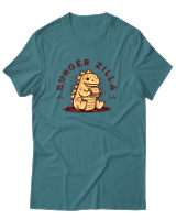T-Shirt Αντρικό - Burger Godzilla - Color Thumbnail Μπλε Πράσινο