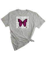 T-Shirt Woman Fashion Γυναικείο - Butterfly - Color Thumbnail GREY MELANZE