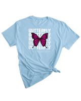 T-Shirt Woman Fashion Γυναικείο - Butterfly - Color Thumbnail SKY BLUE