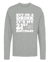 Μακρυμάνικο Μακό - Buy Me A Drink Its My Birthday - Color Thumbnail Γκρι Μελανζέ