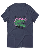 T-Shirt  Γυναικείο - Bye Bye Crocodile - Color Thumbnail Μπλέ Γκρί
