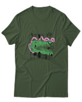 T-Shirt  Γυναικείο - Bye Bye Crocodile - Color Thumbnail Κυπαρισσί