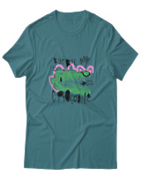 T-Shirt  Γυναικείο - Bye Bye Crocodile - Color Thumbnail Μπλέ Πράσινο