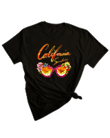 T-Shirt Woman Fashion Γυναικείο - California Sunshine Glasses - Color Thumbnail BLACK