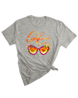 T-Shirt Woman Fashion Γυναικείο - California Sunshine Glasses - Color Thumbnail GREY MELANZE