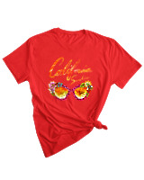 T-Shirt Woman Fashion Γυναικείο - California Sunshine Glasses - Color Thumbnail RED
