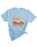 T-Shirt Woman Fashion Γυναικείο - California Sunshine Glasses - Color Thumbnail SKY BLUE