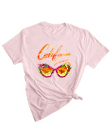 T-Shirt Woman Fashion Γυναικείο - California Sunshine Glasses - Color Thumbnail PALE PINK