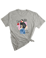 T-Shirt Woman Fashion Γυναικείο - Call Me Babe - Color Thumbnail GREY MELANZE