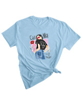 T-Shirt Woman Fashion Γυναικείο - Call Me Babe - Color Thumbnail SKY BLUE