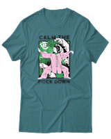 T-Shirt Αντρικό - Calm The Fuck Down - Color Thumbnail Μπλε Πράσινο