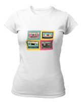 T-Shirt Στενή Γραμμή Γυναικείο - Cassetes - Color Thumbnail ΄Ασπρο