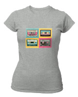 T-Shirt Στενή Γραμμή Γυναικείο - Cassetes - Color Thumbnail Γκρι Μελανζέ