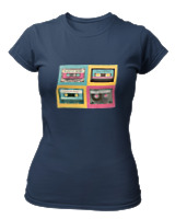 T-Shirt Στενή Γραμμή Γυναικείο - Cassetes - Color Thumbnail Σκούρο Μπλε