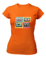 T-Shirt Στενή Γραμμή Γυναικείο - Cassetes - Color Thumbnail Πορτοκαλί