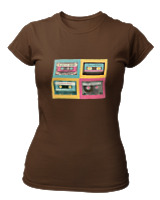 T-Shirt Στενή Γραμμή Γυναικείο - Cassetes - Color Thumbnail Καφέ