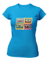 T-Shirt Στενή Γραμμή Γυναικείο - Cassetes - Color Thumbnail Τιρκουάζ