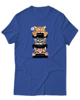 T-Shirt Αντρικό - Cat Moods - Color Thumbnail Μπλε Ρουά