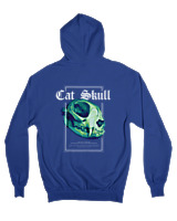 Ζακέτα Φούτερ με κουκούλα Αντρικό - Cat Skull - Color Thumbnail Μπλε Ρουά