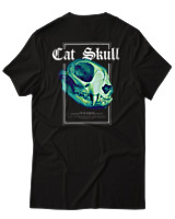 T-Shirt Αντρικό - Cat Skull - Color Thumbnail Μαύρο