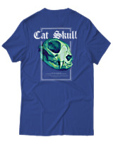 T-Shirt Αντρικό - Cat Skull - Color Thumbnail Μπλε Ρουά