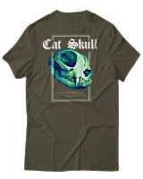 T-Shirt Αντρικό - Cat Skull - Color Thumbnail Χακί