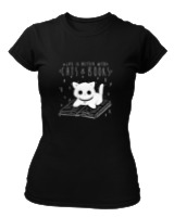 T-Shirt Στενή Γραμμή - Cats And Books - Color Thumbnail Μαύρο